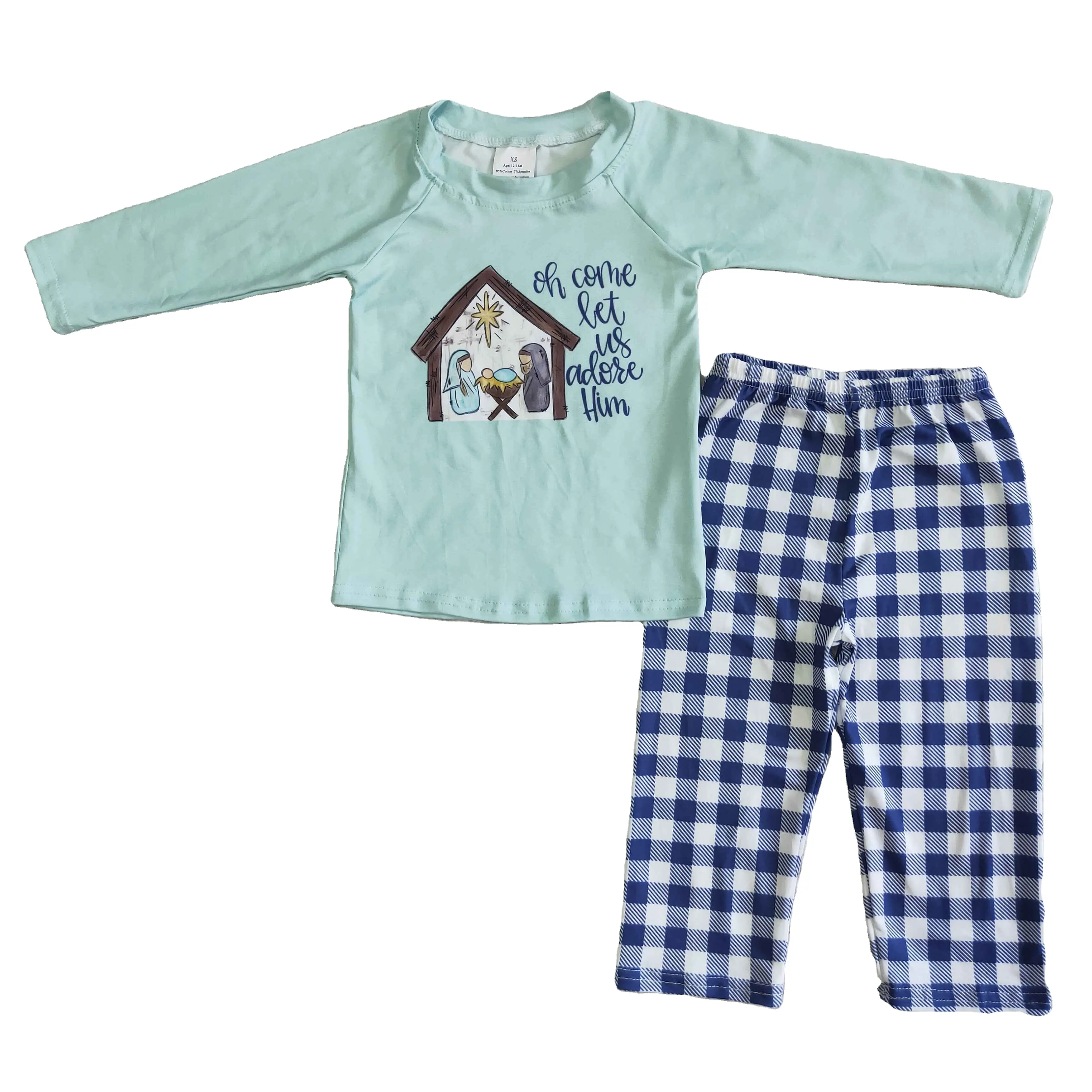 Meaningful Baby Long Sleeve Top Blue White Plaid Pants 2Pcs Autumn Clothes Children Casual Toddler Suit Boy Kid Clothing Set