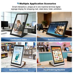 L-Shape Tablet Interactive Touch Screen Kiosk Evaluator Restaurant Ordering, Desktop Advertising Terminal <b>Digital</b> <b>Signage</b> - Product Image 4