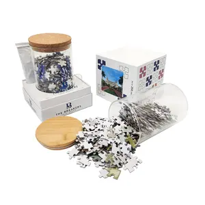 TS Free Sample 100 500 1000 2000 Pieces Jigsaw Puzzle Custom High Quality Iq Print Adult Jigsaw Puzzle In Glass Tube