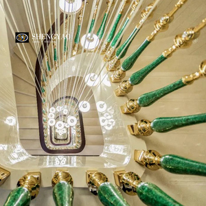 Barandilla <span class=keywords><strong>de</strong></span> Lujo para Villa con Decoración <span class=keywords><strong>de</strong></span> Piedras Preciosas, Pasamanos con Jarrón <span class=keywords><strong>de</strong></span> Malaquita Verde - Product Image 6