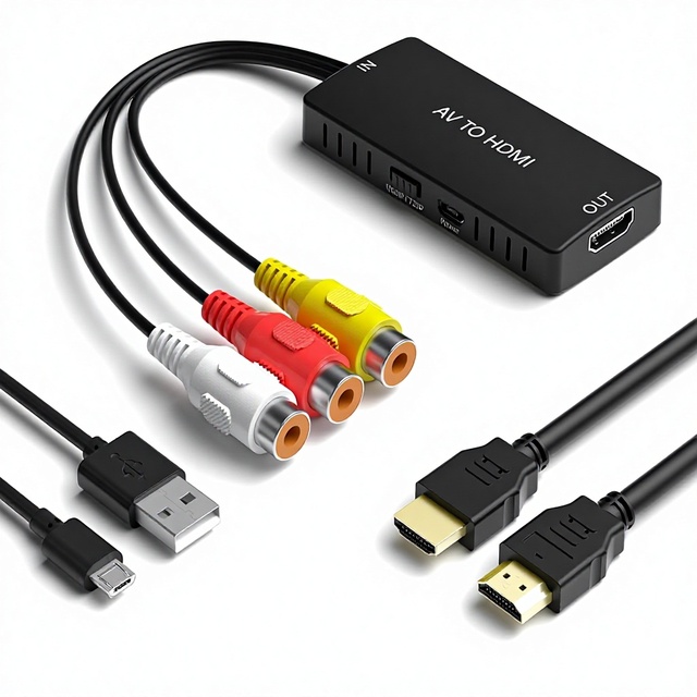 High Quality Rca Av to HdTV hd Converter Adapter and AV to HDMI Adapter Support 1080P, hdmi Rca Converter for Project