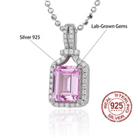 DEYIN Hot Iced Out Pendentif Grand Saphir Rose Pendentif En Argent Sterling 925 Lumière Moissanite Bling Rubis Pendentif Hip Hop Collier