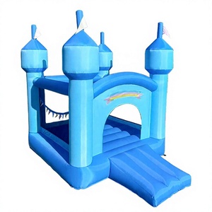 Château gonflable bleu, mini château de saut pour enfants, portable, pour jouer à l'intérieur et à l'extérieur - Product Image 4