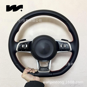 Volant sport en fibre de carbone sur mesure pour VW <span class=keywords><strong>Golf</strong></span> <span class=keywords><strong>7</strong></span> 8 MK7 GTI avec affichage LED de changement de vitesse et revêtement en cuir <span class=keywords><strong>Alcantara</strong></span> - Product Image 1