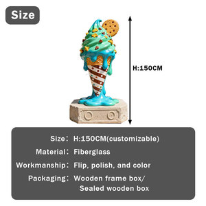 Sculpture géante de crème glacée fondante surdimensionnée, statue géante de crème glacée en fibre de verre FRP pour la décoration des centres commerciaux - Product Image 2