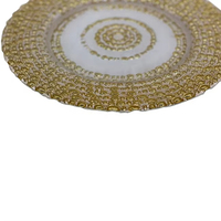 Plaques de chargeur en mélamine jetables de style européen Plats décoratifs en plastique en verre transparent doré durable pour les mariages à usage domestique