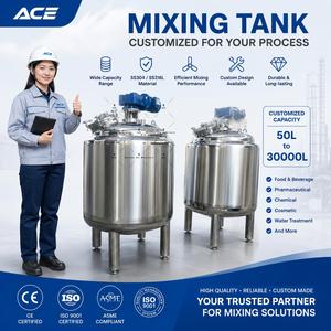 Cuve de mélange, émulsification et homogénéisation Ace 100L 200L 300L en acier inoxydable, à chemise alvéolée, chauffée et refroidie à la vapeur, avec agitateur - Product Image 4