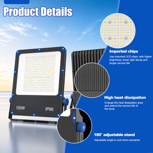 Thick Die-cast Aluminum IP65 Waterproof180° Adjustable <b>LED</b> Flood <b>Light</b> with Blue <b>Corner</b> Design High Lumen Outdoor Lighting - Product Image 5