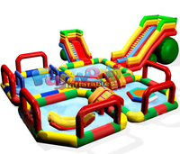 Toboggan Gonflable Commercial pour Enfants avec Piscine et Château Gonflable Combo - Maison de Rebondissances et Glissade Aquatique