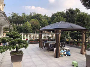 Gazebo de Aluminio Resistente con Techo Doble Metálico, Impermeable, Ecológico, Muebles de Exterior, Diseño Mid-Century, para Patio de Hotel, con Cierre - Product Image 6