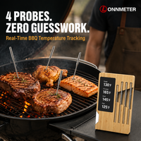 Thermomètre de cuisson sans fil intelligent pour barbecue via connexion APP, ±0.5 ° Lecture précise avec 4 sondes en acier inoxydable