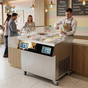 Congélateur vertical à gelato à 4 bacs à plateau ouvert pour équipement de glacier, machine à glace dure commerciale, Maquina De Gelatos - Product Image 1