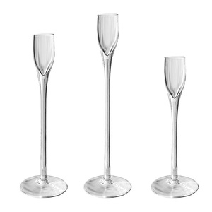 Candelabro De Cristal Transparente Con Tallo Largo 7: Elegante Y Duradero