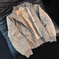Chaquetas para Hombre: Chaquetas con Cierre para Hombre: Chaquetas de Cuero para Hombre: Abrigos Gruesos de Cuero PU con Forro Polar para Hombre, Otoño/Invierno