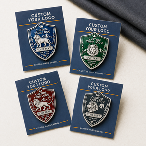 Ensemble de badges personnalisés en émail dur plaqué argent avec motif bouclier de lion pour cadeau d'affaires - Product Image 1