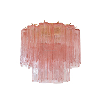Plafonnier en verre tubulaire côtelé rose de style médiéval français, soufflé à la main et électroplaqué, pour chambre, salle à manger, villa, décoration intérieure