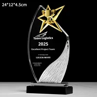 Trophée en cristal transparent écologique, à succès, avec impression typographique, gravure et design lumineux créatif pour