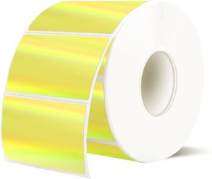 Étiquettes thermiques holographiques personnalisées or et argent, étiquettes adhésives, étiquettes thermiques imperméables avec code-barres, autocollants pour emballage cadeau - Product Image 1