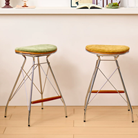 Chaise de bar vintage moderne, design nordique, tabouret de bar de comptoir, siège en tissu, chaise haute avec repose-pieds pour restaurant