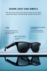 Lunettes <span class=keywords><strong>de</strong></span> soleil audio intelligentes <span class=keywords><strong>de</strong></span> <span class=keywords><strong>luxe</strong></span> à la mode UV400 lentilles optiques appel sans fil et musique pour hommes et femmes cyclistes - Product Image 5