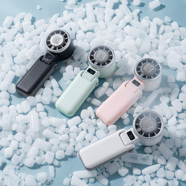 Led Smart Portable Desktop Quiet Turbo Fan 5 Speed Portable Mini Handheld Cooling Fan USB Rechargeable Personal Mini Fan