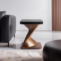 Table basse en bois massif de style italien, luxe léger, minimaliste, artistique et créative, pour salon et chambre, design carré haut de gamme