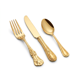 Luxury Design Gold Cutlery Set Elegant Ornate Handles Flatware <b>For</b> Wedding Dining Table Party Kitchen Hotel And Tableware - Product Image 1