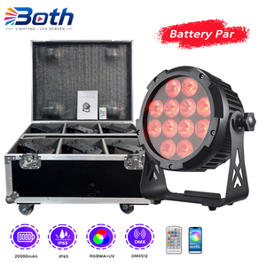 ไฟพาร์ LED สำหรับภายนอกอาคาร ระดับ IP65 ใช้พลังงานแบตเตอรี่ 12x18W RGBWA UV ไร้สาย DMX สำหรับงานปาร์ตี้ งานเต้นรำ และงานเฉลิมฉลอง - Product Image 1