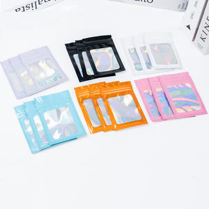 Sachet d'emballage alimentaire holographique rose transparent refermable avec fenêtre transparente, personnalisable et anti-odeur - Product Image 5