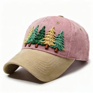 Casquette de baseball en velours côtelé à visière incurvée, bicolore, avec broderie de lettres, réglable, style rétro, protection solaire, casquette de papa - Product Image 5