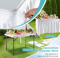 Table de refroidisseur de glace en plastique blanc de 120cm avec évier et jupe amovible