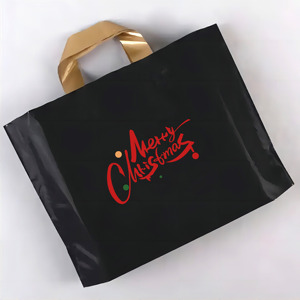 Bolsas de compras de plástico LDPE reciclado con impresión en huecograbado engrosado, bolsas de agradecimiento personalizadas con logo y asa larga para ropa - Product Image 6