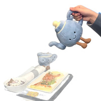Nouvelle édition limitée London : Poupée en peluche courte bleue théière et tasse à thé, cadeau décoratif, rembourrage en coton PP, 31cm-50cm, 14 ans et plus