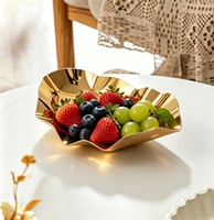 Plateau Moderne Ondulé Doré en Acier Inoxydable, Bol à Fruits Artistique, Centre de Table pour Salon, Hôtel, Décoration Intérieure, Prise en Charge OEM