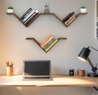 Étagère murale flottante en bois en forme de V de haute qualité, écologique, support de rangement mural, étagère décorative