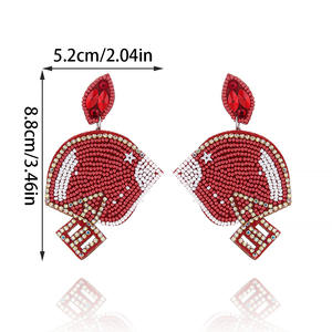 Boucles d'oreilles Sport d'équipe de Football pour femmes faites à la main plaqué or clouté perles de rocaille goutte Design jeu jour fête - Product Image 2