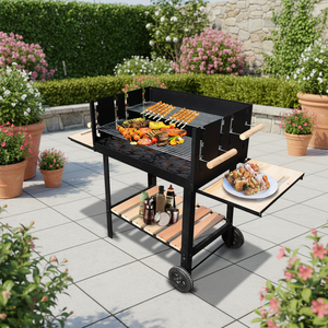 Parrilla de Carbón para Exteriores Trolley Square, Parrilla de Acero con Ruedas para Patio, Jardín, Camping y Picnic - Product Image 1