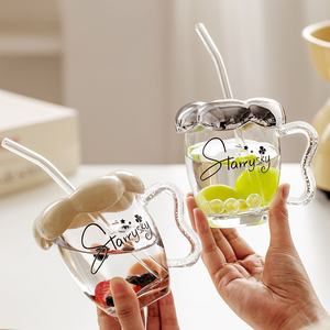 Nouvelle tasse à eau au design élégant pour couple, en verre, avec paille, pour bureau, café et petit-déjeuner - Product Image 6