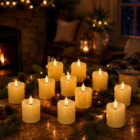 Bougies LED en cire de paraffine solide, mèches en forme de balle, alimentées par piles, télécommandées, pour Noël, Pâques, mariages