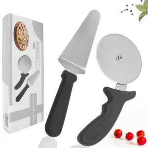 Couteau à gâteau multifonctionnel en acier inoxydable et spatule à gâteau, vente directe d'usine poignée en plastique ensemble d'outils de couteaux à Pizza