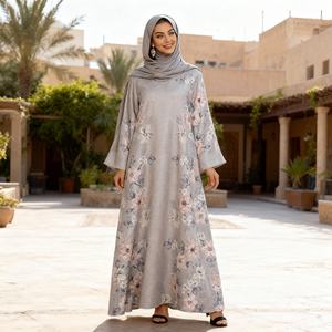 Vestido Musulmán Moderno y Elegante Estilo Dubái, Tela Elástica en Cuatro Direcciones con Pedrería Termoadhesiva, Abaya para Mujer - Product Image 4