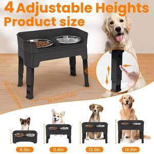 Ciotola per animali domestici a doppia parete BPA-Free in plastica 4 altezza regolabile ciotola per cani rialzato 304 ciotola in acciaio inossidabile - Product Image 5