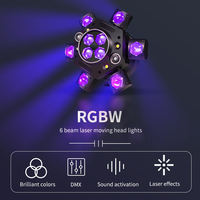 AICPOSE Luz de Cabeza Móvil de Alta Potencia con 6 Cabezas RGBW 4 en 1 y 6 Ojos, Luz Láser de Cabeza Móvil
