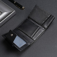 Dompet kulit asli untuk pria pria kulit sapi antik pendek lipat tiga dompet pria dengan Pop up kotak penyimpan kartu aluminium Slot Airtag