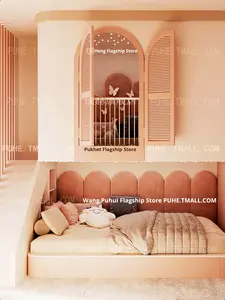 <span class=keywords><strong>Lit</strong></span> superposé moderne en bois massif de luxe Dream Princess rose avec <span class=keywords><strong>toboggan</strong></span> <span class=keywords><strong>Lit</strong></span> mezzanine <span class=keywords><strong>pour</strong></span> filles, <span class=keywords><strong>lit</strong></span> de princesse flottant dans les arbres - Product Image 3