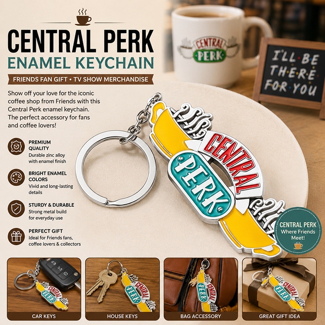 Friends Central Perk Metal Keychain TV Show Central Perk Keyring Friends Merchandise Keychain