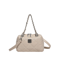 Individuelles Logo Damen Trendige Gesteppte Ketten-Schultertasche Weiche PU-Leder Boston Crossbody Handtasche für Mädchen