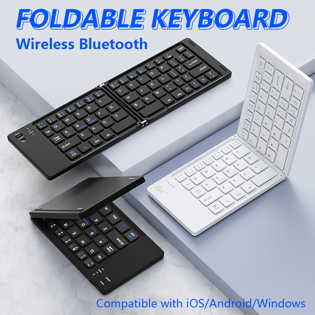 Mini Foldable Wireless Keyboard Ultra-thin Portable BT Rechargeable Folding Keyboard For iOS Windows Android Universal