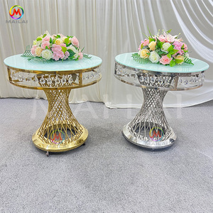 Wedding Crystal Cake <strong>Table</strong> <strong>Gold</strong> Stainless Steel Round Cake Stand Rollers Wheels Event Cake <strong>Table</strong> - Product Image 1