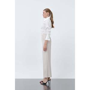 Puane Women's Classic Straight Cut Beige Trousers for Office and Casual Wear, Comfortable Fit Daily Use <b>Pants</b> - Product Image 3
